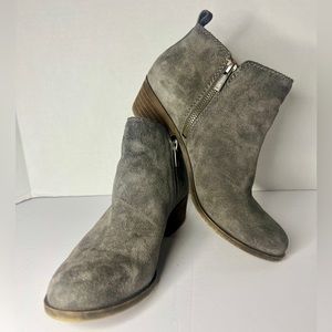 Lucky Brand | Brielley Ankle Bootie Suede Asymmetrical Distressed Gray 8.5